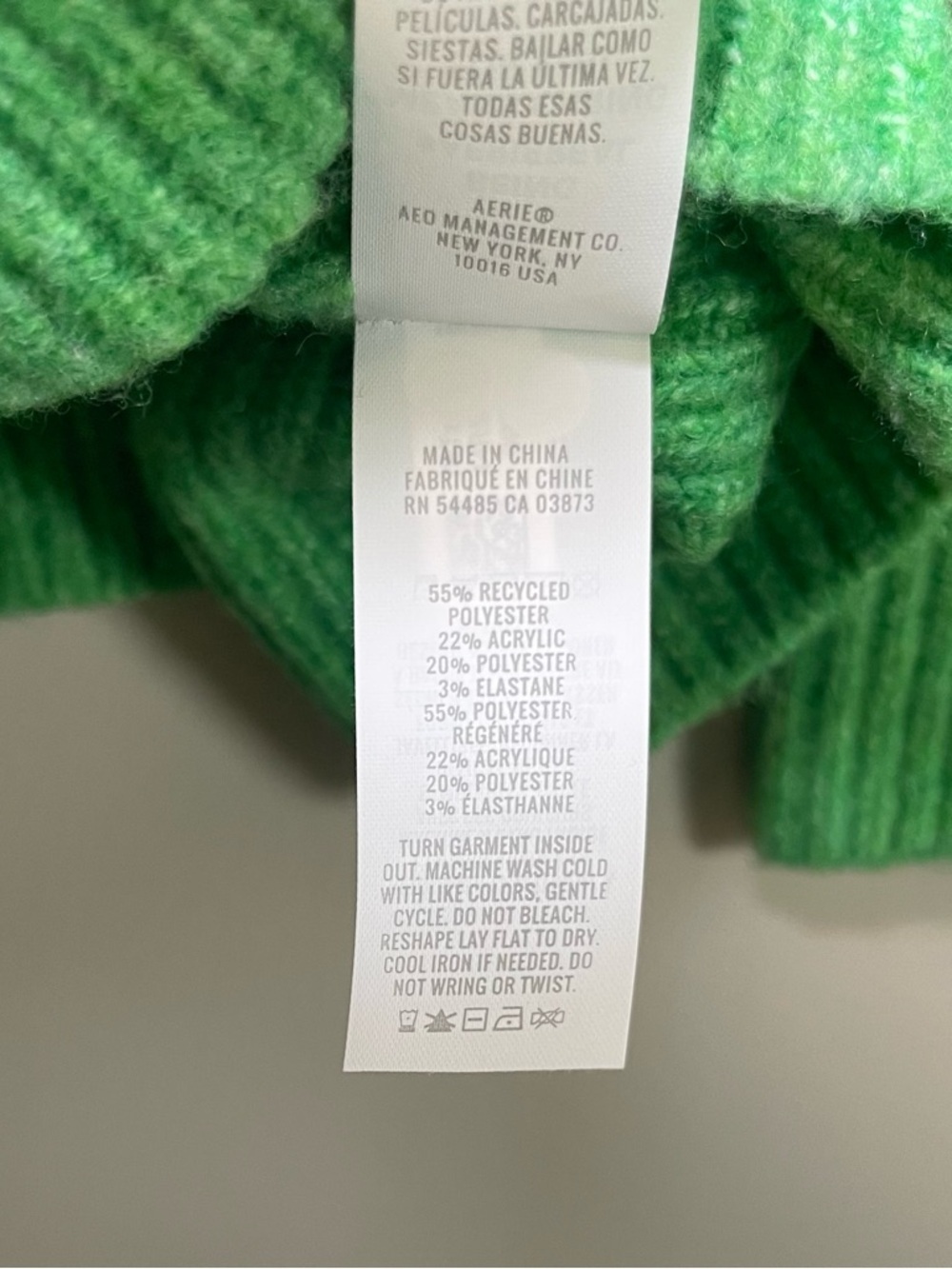 aerie Bright Green Ribbed Knit Sweater - Picture 6 of 7